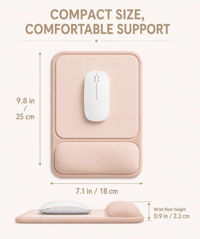 Alt view image 6 of 7 - Ergonomic Mouse Pad with Wrist Rest, Gel Mousepad with Soft Wrist Support, Non-Slip PU Base, Smooth Surface Mouse Pad for Wrist Pain Relief, Computer Laptop Office Home & Gaming (Nude Apricot)