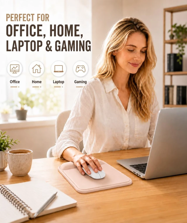 Alt view image 7 of 7 - Ergonomic Mouse Pad with Wrist Rest, Gel Mousepad with Soft Wrist Support, Non-Slip PU Base, Smooth Surface Mouse Pad for Wrist Pain Relief, Computer Laptop Office Home & Gaming (Nude Apricot)