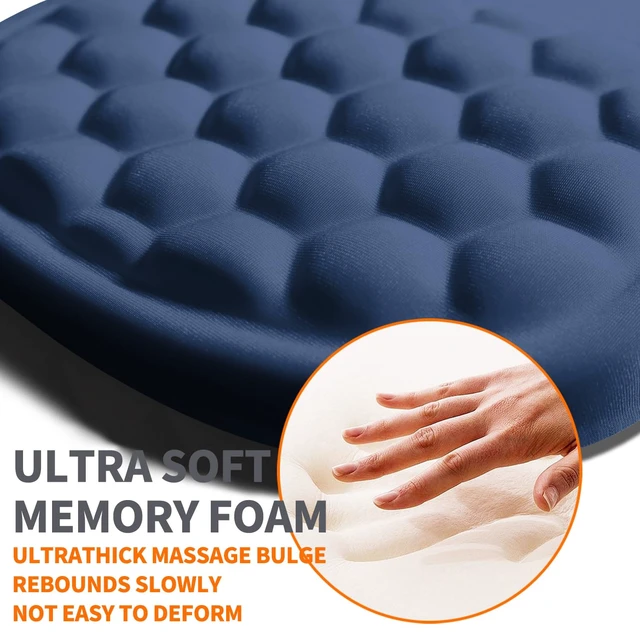 Alt view image 3 of 6 - Ergonomic Joint Wrist Support Mouse Pad with Memory Foam Cushion Massage Bump, Carpal Tunnel Pain Relief Mousepad Slope Design for Wrist Rest, 11.8x7.9 in, Dark Steel Blue