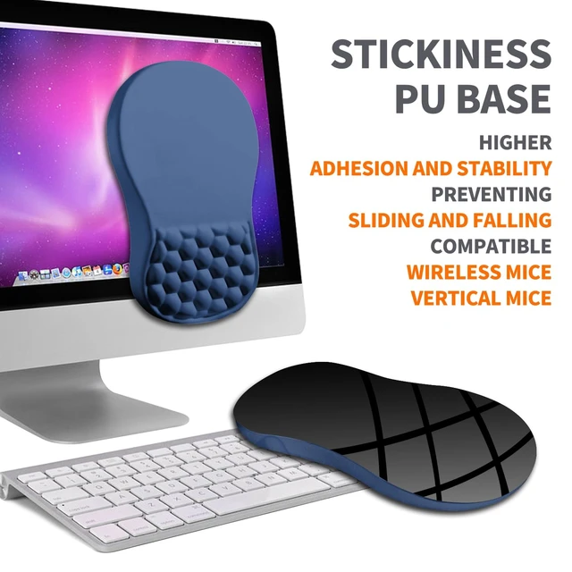 Alt view image 6 of 6 - Ergonomic Joint Wrist Support Mouse Pad with Memory Foam Cushion Massage Bump, Carpal Tunnel Pain Relief Mousepad Slope Design for Wrist Rest, 11.8x7.9 in, Dark Steel Blue