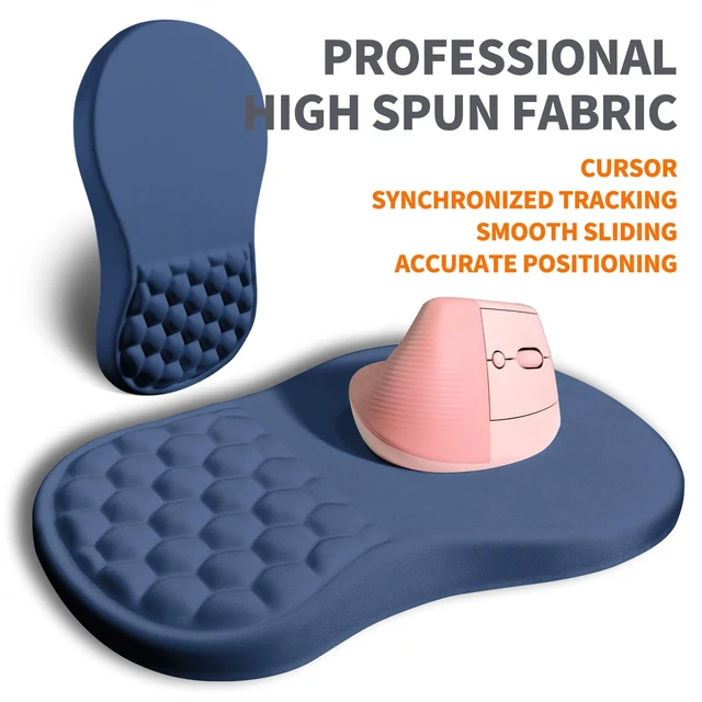 Alt view image 4 of 6 - Ergonomic Joint Wrist Support Mouse Pad with Memory Foam Cushion Massage Bump, Carpal Tunnel Pain Relief Mousepad Slope Design for Wrist Rest, 11.8x7.9 in, Dark Steel Blue