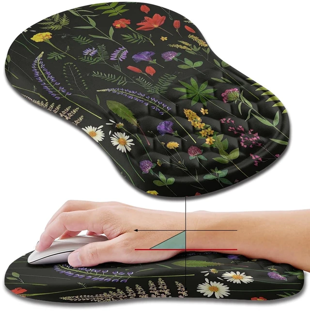 Main image of Ergonomic Mouse Pad Wrist Support, Wrist Rest Mousepad for Carpal Tunnel Pain Relief with Integrated Memory Foam Slope Massage Bulge (11.8x7.9 inch,Flowers