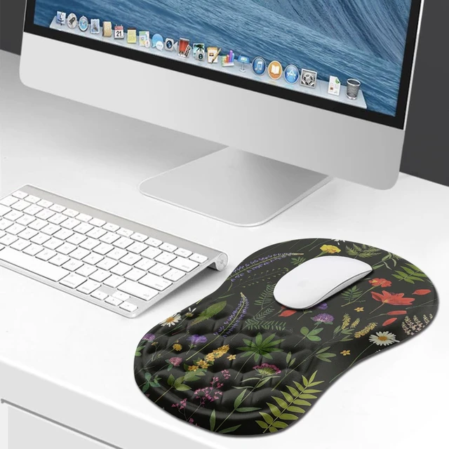 Alt view image 6 of 6 - Ergonomic Mouse Pad Wrist Support, Wrist Rest Mousepad for Carpal Tunnel Pain Relief with Integrated Memory Foam Slope Massage Bulge (11.8x7.9 inch,Flowers