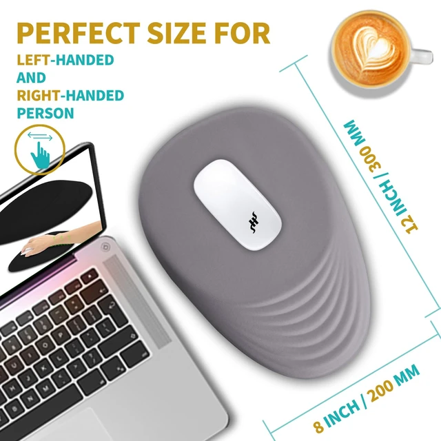 Alt view image 4 of 6 - Ergonomic Mouse Pad Wrist Support with Stepped-Wedge Design, Wrist Rest Pain Relief Mousepad Filled with Memory Foam, Carpal Tunnel Mousepad for Wireless Mouse(12x8 inch, Light Purple Grey)