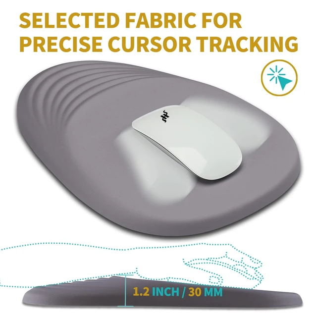 Alt view image 5 of 6 - Ergonomic Mouse Pad Wrist Support with Stepped-Wedge Design, Wrist Rest Pain Relief Mousepad Filled with Memory Foam, Carpal Tunnel Mousepad for Wireless Mouse(12x8 inch, Light Purple Grey)