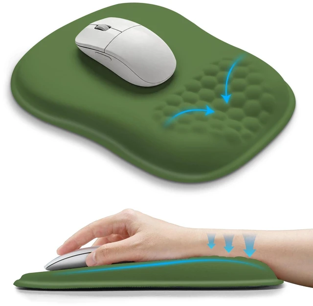 Main image of Ergonomic Wrist-Hugging Mouse Pad Wrist Support, U-Shaped Holding Wrist Rest Mousepad for Carpal Tunnel Pain Relief with Cushioned Memory Foam Slope Massage Bulge (10.2x8.3 in,Dill Green)