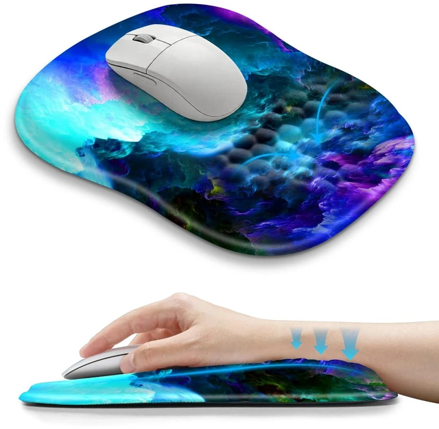 Main image of Ergonomic Wrist-Hugging Mouse Pad Wrist Support, U-Shaped Holding Wrist Rest Mousepad for Carpal Tunnel Pain Relief with Cushioned Memory Foam Slope Massage Bulge (10.2x8.3 in,Nebula)