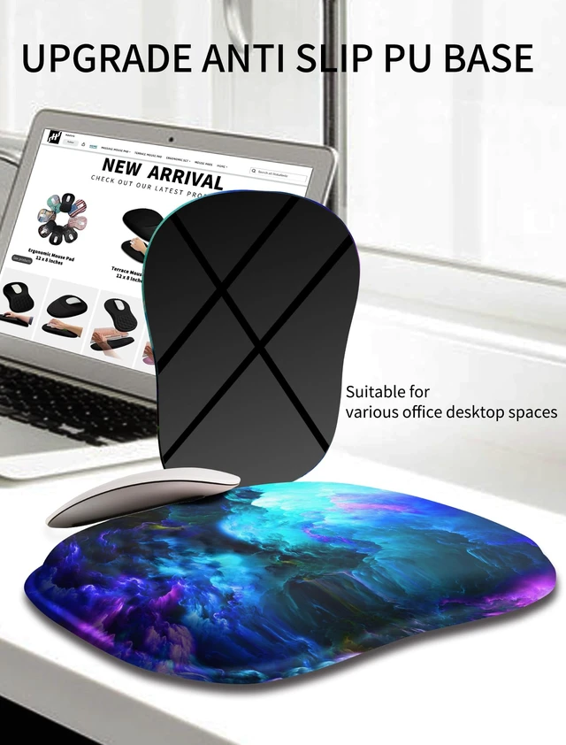 Alt view image 6 of 6 - Ergonomic Wrist-Hugging Mouse Pad Wrist Support, U-Shaped Holding Wrist Rest Mousepad for Carpal Tunnel Pain Relief with Cushioned Memory Foam Slope Massage Bulge (10.2x8.3 in,Nebula)