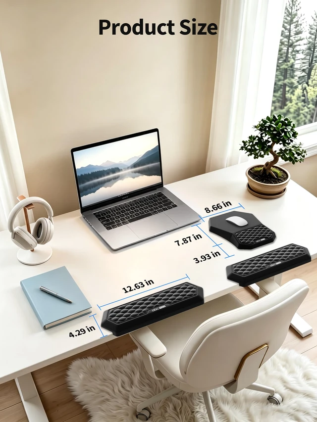 Alt view image 4 of 7 - 2-in-1 L-Shaped Desk Elbow Pads & & Mouse Pad Set with Wrist Rest, Black | Ergonomic Desk Edge Cushion, Soft Memory Foam Comfort Support for Wrist Arm Elbow, Non-Slip Base