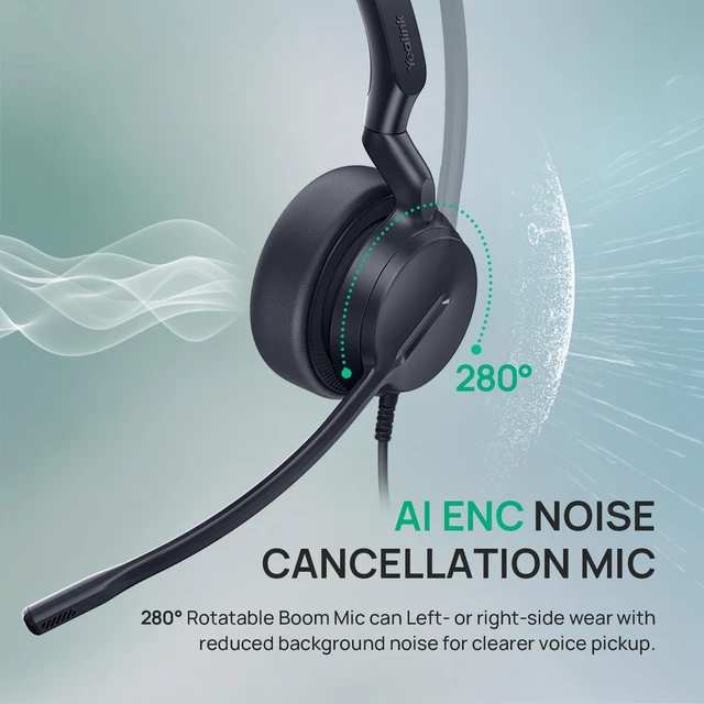 Alt view image 2 of 7 - UH42 Wired USB-C/A Headset, AI Noise Canceling Mic, in-line Control | Teams & Zoom Certified, Dual-ear Computer Headphones, Play & Plug for PC/Laptop/Phone,Call Center, Work from Home,7ft Cable