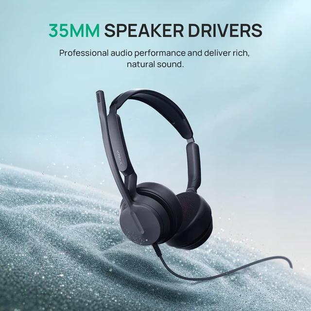 Alt view image 6 of 7 - UH42 Wired USB-C/A Headset, AI Noise Canceling Mic, in-line Control | Teams & Zoom Certified, Dual-ear Computer Headphones, Play & Plug for PC/Laptop/Phone,Call Center, Work from Home,7ft Cable