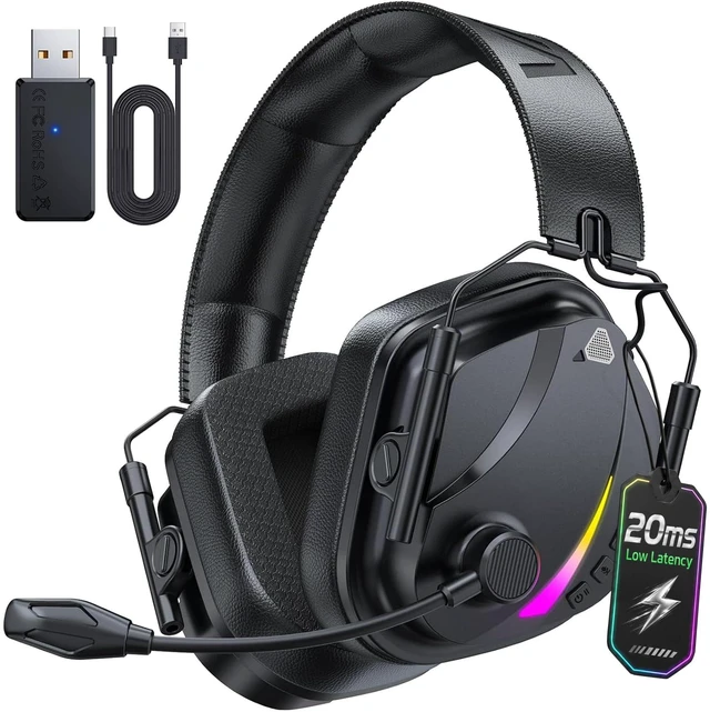 Main image of Wireless Gaming Headset with Mic for PS5 PS4 PC Switch, 50H Battery | 250g Lightweight, 50mm Drivers & Virtual 7.1 Surround Sound, Noise-Canceling Mic, Bluetooth 5.4, RGB Gaming Headphone