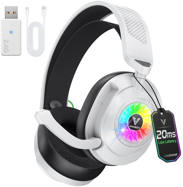 Main image of Wireless Gaming Headset for PS5/PC-2.4GHz Bluetooth headsphones | 50H Battery, 250g Lightweight, 20ms Latency, RGB Lighting, Multipoint Pairing, Passive Noise Cancellation, 50mm Drivers