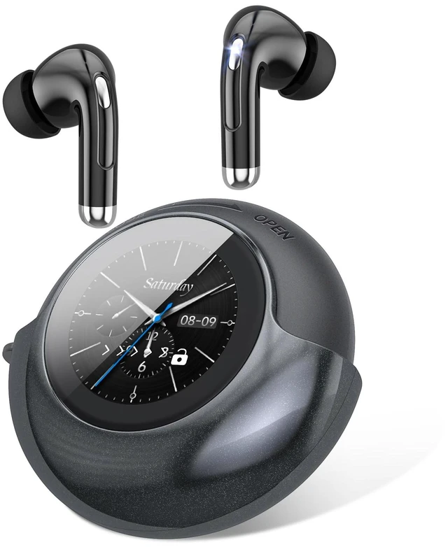 Main image of Wireless Earbuds with Smart Touch Screen & 180° Rotating Case, Bluetooth 5.4 Headphones, Noise Cancelling Ear Buds for Clear Calls, Stress Relief Design Earphones (Black)