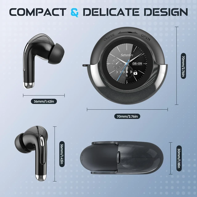 Alt view image 6 of 7 - Wireless Earbuds with Smart Touch Screen & 180° Rotating Case, Bluetooth 5.4 Headphones, Noise Cancelling Ear Buds for Clear Calls, Stress Relief Design Earphones (Black)
