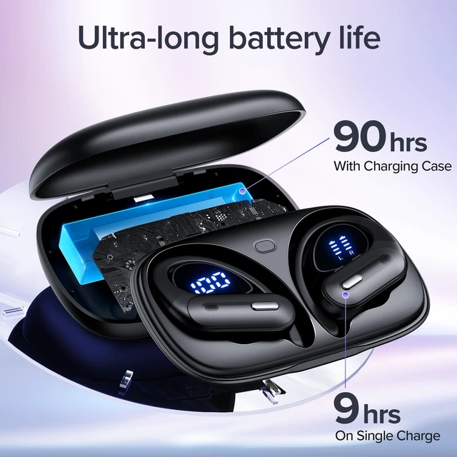 Alt view image 3 of 7 - Active Noise Cancelling Ear Buds Wireless Earbuds 90 Hrs Playtime Bluetooth Headphones with Power Display Case Hi-Fi Stereo Bass Over-Ear Earphones with Waterproof ANC/Transparency for Sport/Gym
