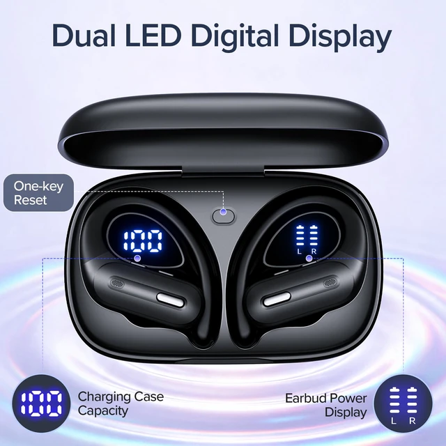 Alt view image 4 of 7 - Active Noise Cancelling Ear Buds Wireless Earbuds 90 Hrs Playtime Bluetooth Headphones with Power Display Case Hi-Fi Stereo Bass Over-Ear Earphones with Waterproof ANC/Transparency for Sport/Gym