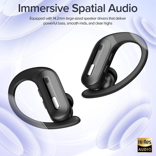 Alt view image 5 of 7 - Active Noise Cancelling Ear Buds Wireless Earbuds 90 Hrs Playtime Bluetooth Headphones with Power Display Case Hi-Fi Stereo Bass Over-Ear Earphones with Waterproof ANC/Transparency for Sport/Gym