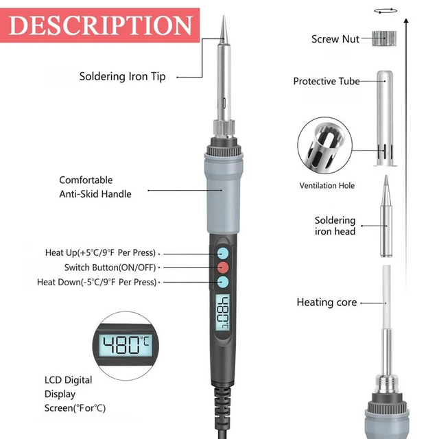 Alt view image 3 of 5 - Portable Soldering Iron Adapter Compatible with Mil.waukee m18 | 18V Batteries, with Adjustable Temperature 356°F-896°F, LED Display, Portable Soldering Kit
