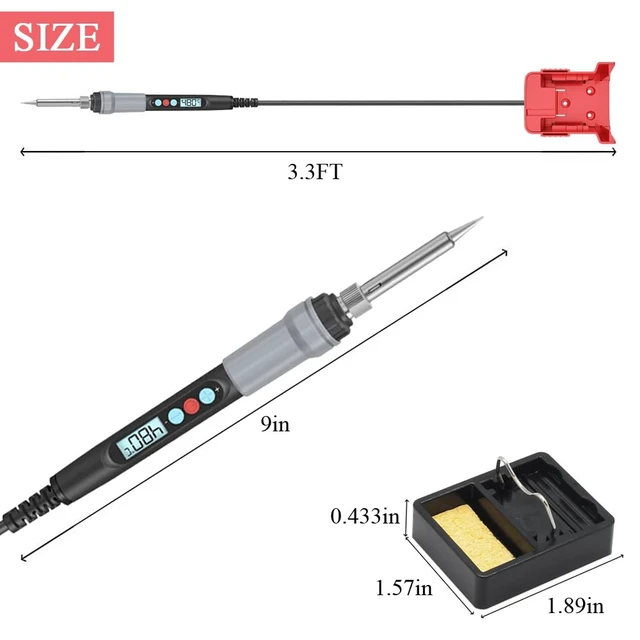 Alt view image 2 of 5 - Portable Soldering Iron Adapter Compatible with Mil.waukee m18 | 18V Batteries, with Adjustable Temperature 356°F-896°F, LED Display, Portable Soldering Kit