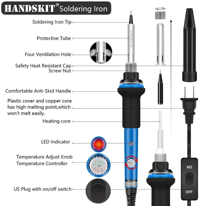 Alt view image 2 of 7 - 19-in-1 90W Soldering Iron Kit with Digital Multimeter, Test Leads | Adjustable 180-480°C Soldering Kit for Electronics with 5 Tips, Desoldering Pump, Screwdriver, Tweezers and Carrying Case