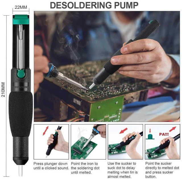 Alt view image 5 of 7 - 19-in-1 90W Soldering Iron Kit with Digital Multimeter, Test Leads | Adjustable 180-480°C Soldering Kit for Electronics with 5 Tips, Desoldering Pump, Screwdriver, Tweezers and Carrying Case