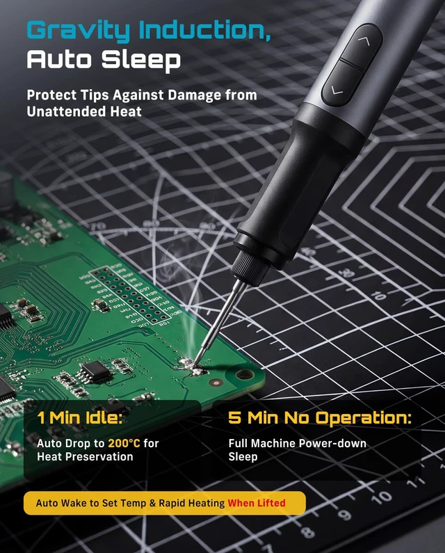 Alt view image 7 of 7 - S01 16W Cordless Soldering Iron Kit, 2600mAh Battery, Foldable Stand | 7s Fast Heating(390-840), 10 Step Adjust, Protective Cap, Portable 16W Soldering Pen for Electronics Repair, DIY & PCB
