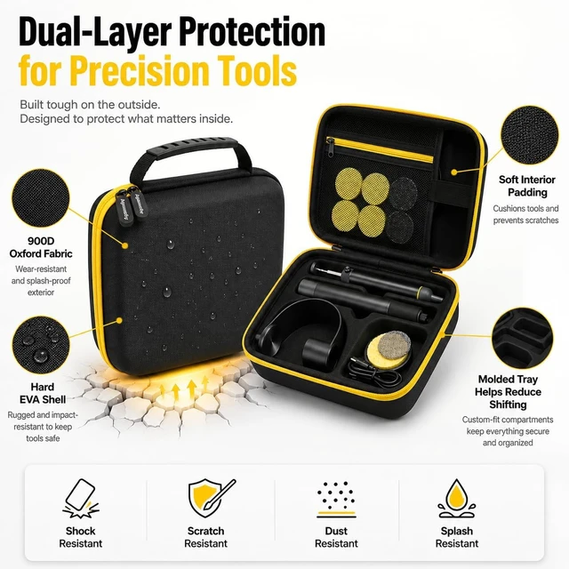 Alt view image 3 of 7 - Carrying Case Compatible with Fanttik T1 Max Soldering Iron Kit | EVA Shell with Oxford Exterior, Molded Tray, Mesh Pocket, Dual Zippers and Reinforced Handle for Work, Black, Case Only