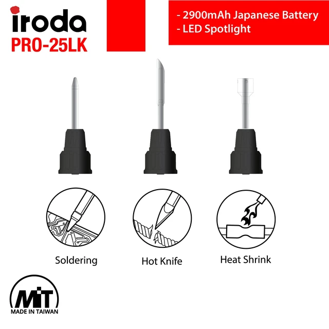 Alt view image 3 of 7 - SolderPro 25LK Battery Soldering Iron Kit, Pro Grade 30W Type C USB Rechargeable Soldering Iron | 3200mAh Japanese Battery | LED Spotlight, With 3 Tips & Case