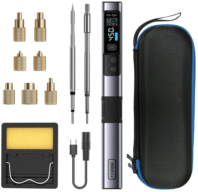 Main image of HS02A 100W Corded Heat Set Insert Tool Soldering Iron Kit 3S Heating | Adapter Powered, 3 Preset Temps, for Plastic Parts, 3D Printed, Electronics Repair, M2-M8 Threaded Brass Insert Nuts
