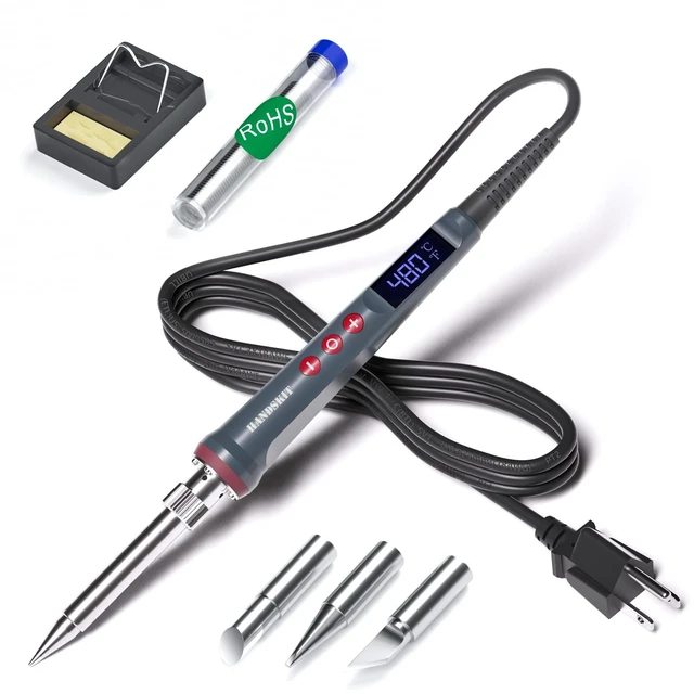 Main image of 200W LED Soldering Iron Kit, 110V Soldering Kit for Electronics | Adjustable from 180°C to 480°C with soldering accessories including 3 additional tips, solder wire and a soldering iron stand