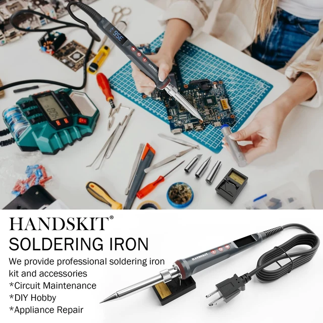 Alt view image 4 of 7 - 200W LED Soldering Iron Kit, 110V Soldering Kit for Electronics | Adjustable from 180°C to 480°C with soldering accessories including 3 additional tips, solder wire and a soldering iron stand