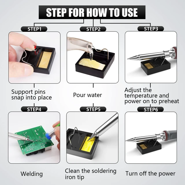 Alt view image 7 of 7 - 200W LED Soldering Iron Kit, 110V Soldering Kit for Electronics | Adjustable from 180°C to 480°C with soldering accessories including 3 additional tips, solder wire and a soldering iron stand