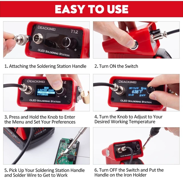 Alt view image 2 of 7 - Cordless Soldering Iron Station Kit for Milwaukee M18 18V Battery | 10s Fast Heating, Precise Heat Control(392°F-896°F), Auto Sleep,/ Conversion, Digital Display, Soldering Iron Kit,Tool Only