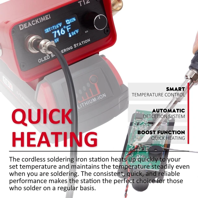 Alt view image 6 of 7 - Cordless Soldering Iron Station Kit for Milwaukee M18 18V Battery | 10s Fast Heating, Precise Heat Control(392°F-896°F), Auto Sleep,/ Conversion, Digital Display, Soldering Iron Kit,Tool Only