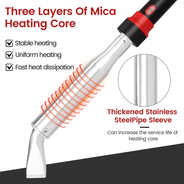 Alt view image 4 of 7 - 300W High Power Soldering Iron Kit 110V US Plug, Industrial Grade External Heating Soldering Iron with Replacement Tip, Heating Core & Stand for Metal Welding & DIY
