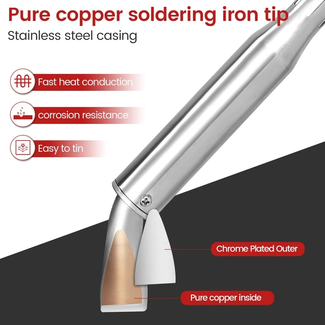 Alt view image 7 of 7 - 300W High Power Soldering Iron Kit 110V US Plug, Industrial Grade External Heating Soldering Iron with Replacement Tip, Heating Core & Stand for Metal Welding & DIY