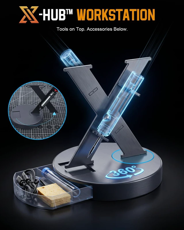 Alt view image 3 of 7 - Cordless Soldering Iron Kit with X-Hub Stand, Soldering Iron Kit | 1400mAh Rechargeable Soldering Kit, 7 Seconds Fast Heating(500°F-788), Led Light, Soldering Iron for Precision Repair