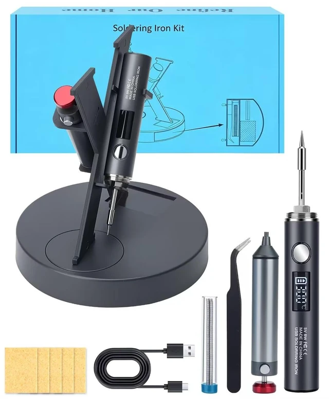 Main image of Cordless Soldering Iron Kit with X-Hub Stand, Soldering Iron Kit | 1400mAh Rechargeable Soldering Kit, 7 Seconds Fast Heating(500°F-788), Led Light, Soldering Iron for Precision Repair