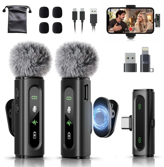 Main image of USB C Lavalier Microphone Wireless Mini Mic for Type-C Android Phone/Tablet/PC Video Recording Clip-on Mics with Rotatable Clip&Denoise Recording, Ideal for Vlog Tiktok Youtube Podcast Content Creator