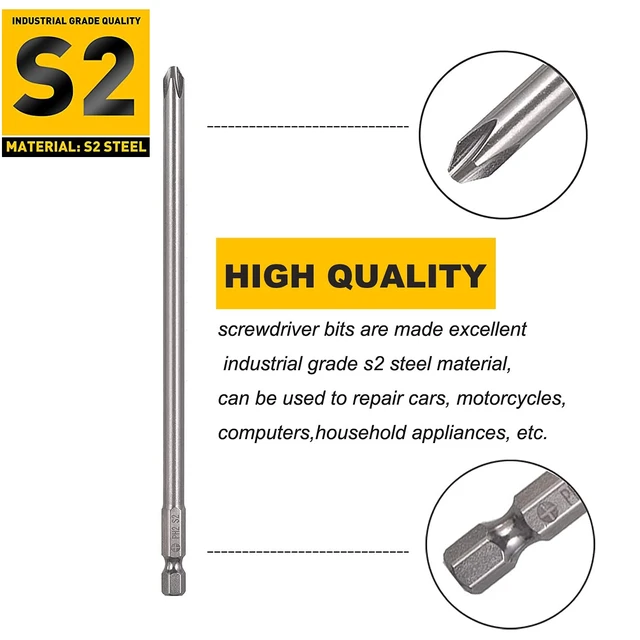Alt view image 4 of 7 - 30 Pcs Long Screwdriver Bits for Drill Set, 1/4 Inch Hex Shank S2 Steel Magnetic 4 Inch Long Drill Bits with Storage Box(Slotted+Cross+Square +Torx)