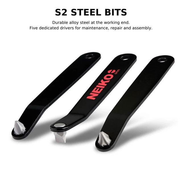 Alt view image 5 of 7 - Low Profile Offset Screwdriver Set, 5 Pc Phillips, Pozidriv & Slotted | Right Angle Phillips & Pozidriv Screwdrivers for Tight Spaces, 3mm Body, 10mm Bit Depth, S2 Steel, Carabiner Clip