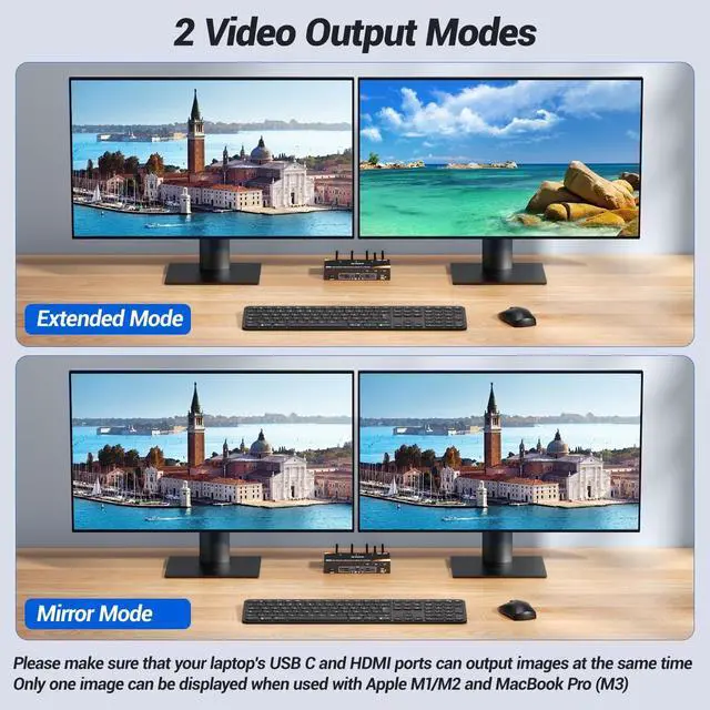 Alt view image 3 of 5 - KCEVE KVM Switch 2 Monitors 3 Computers USB C, USB 3.0 KVM Switch Dual Monitor HDMI for 2 Laptops 1 Desktop Share 4 USB 3.0 Device Keyboard, Mouse, 85W PD, 4K@60Hz, Power Adapter and Wired Remote