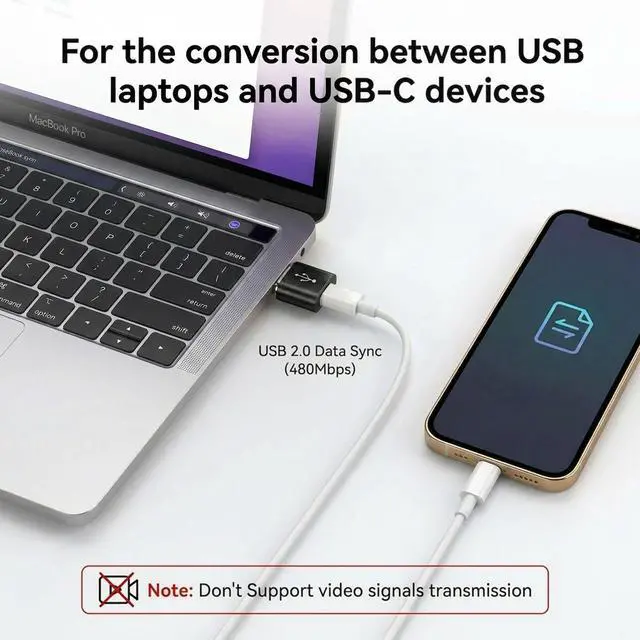 Alt view image 5 of 7 - WRIARICH USB C Adapters 8 Pack, Type C to USB Adapter, USB C USB A Male Female Adaptor, C to USB 3.0 OTG Converter for iPhone 15 14 13, MacBook, iPad, Charger, Black