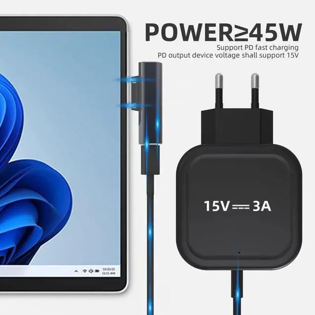 Alt view image 2 of 6 - WRIARICH Surface Connector to USB-C Charging Adapter DC15V 102W Type C Female to Surface Male for Pro7/6/5/4 Surface Laptop 3/2/1 Surface Go Surface Book