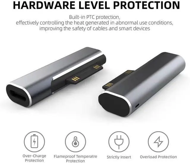 Alt view image 4 of 6 - WRIARICH Surface Connector to USB-C Charging Adapter DC15V 102W Type C Female to Surface Male for Pro7/6/5/4 Surface Laptop 3/2/1 Surface Go Surface Book