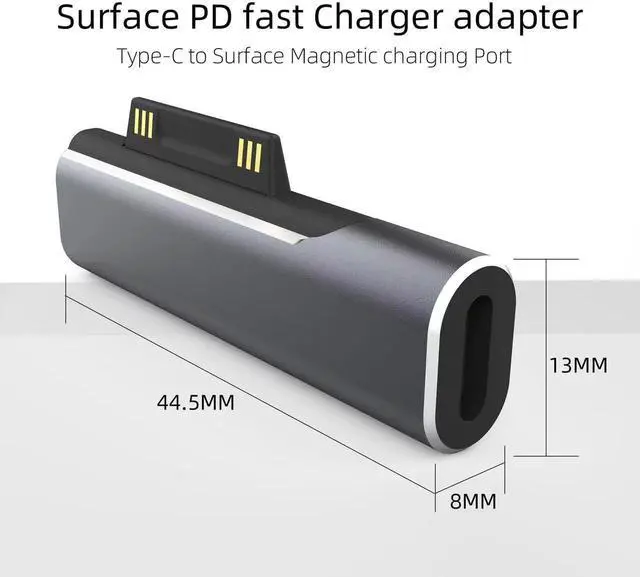 Alt view image 6 of 6 - WRIARICH Surface Connector to USB-C Charging Adapter DC15V 102W Type C Female to Surface Male for Pro7/6/5/4 Surface Laptop 3/2/1 Surface Go Surface Book