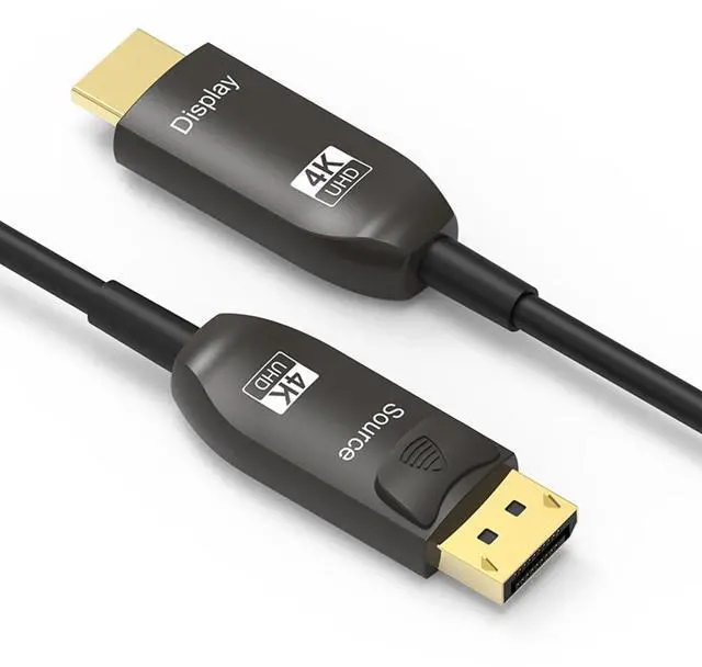 Main image of WRIARICH 50FT Long DisplayPort to HDMI Cable Optical, 4K60HZ, Black, Aluminum, DP to HDMI Optical Compatible with MacBook Pro/Air, iMac, Microsoft Surface Pro/Dock, Monitor, Projector
