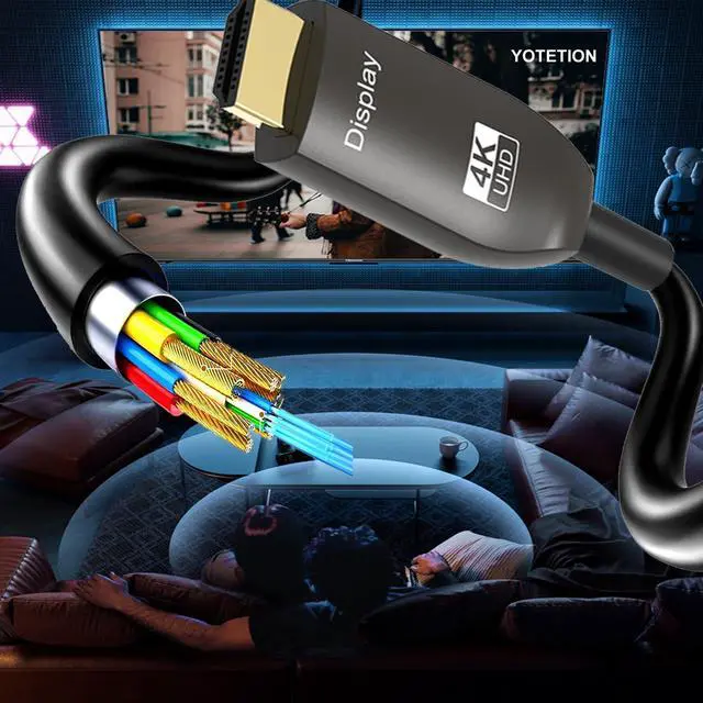 Alt view image 7 of 7 - WRIARICH 50FT Long DisplayPort to HDMI Cable Optical, 4K60HZ, Black, Aluminum, DP to HDMI Optical Compatible with MacBook Pro/Air, iMac, Microsoft Surface Pro/Dock, Monitor, Projector