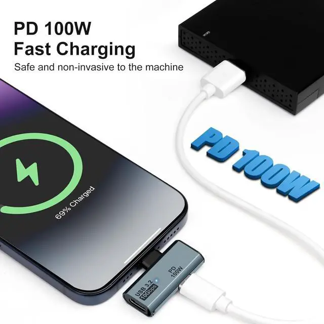 Alt view image 2 of 7 - WRIARICH USB C OTG Adapter Type C 100W PD Charging USB C to Dual USB C Splitter for iPhone 15 Pro Max Google TV Chromecast 2020 MacBook Samsung Galaxy S22/S23(Gray)